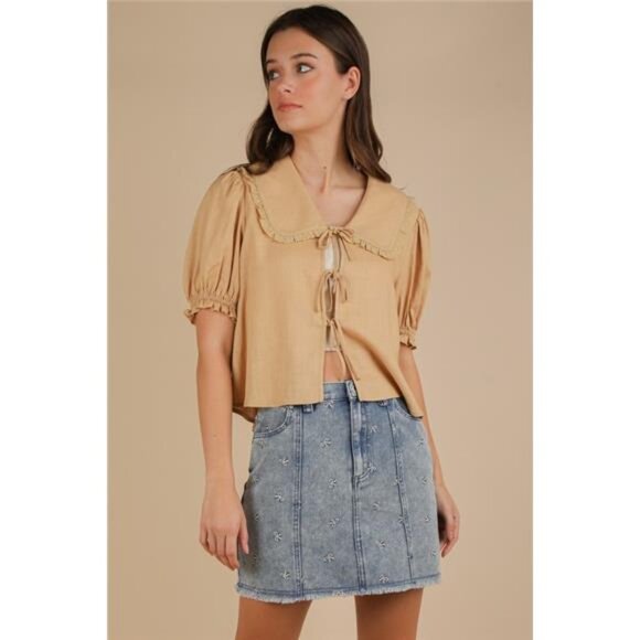 nwt VERY J Bow Printed Casual Denim Mini Skirt - Picture 4 of 5